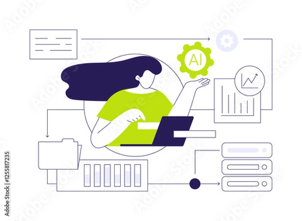 Fototapeta AI-Optimized Data Management Solutions abstract concept vector illustration.