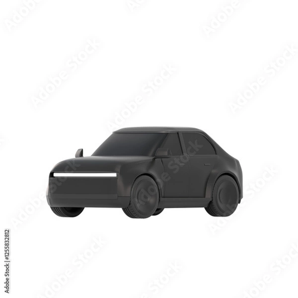 Fototapeta lowpoly 3d black car icon object	