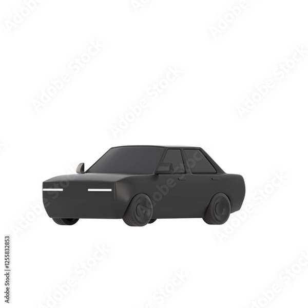 Fototapeta lowpoly 3d black car icon object	
