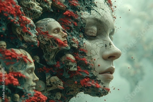 Fototapeta As you journey through a post-apocalyptic landscape, witness the remnants of a once-thriving world, now ravaged by destruction and decay