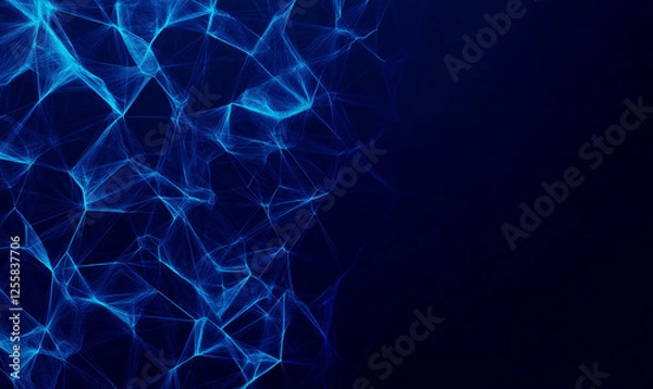 Fototapeta Abstract Network Background, Blue Lines and Connections on Dark Blue