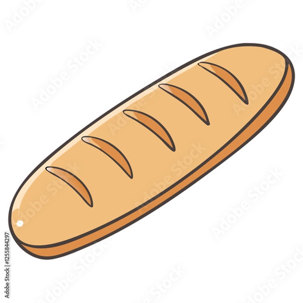 Fototapeta Vector Illustration of Baked Bread Loaf with Slashes, A colorful vector image of a freshly baked bread loaf with slashes on top, perfect for bakery or meal concepts.
