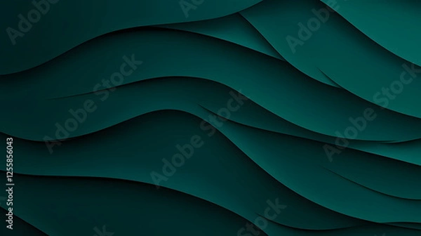Fototapeta Vibrant background, abstract dark green color wave layer gradient shape, black backdrop texture dark banner header poster design, copy space