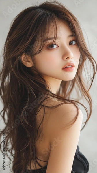 Obraz 美女, 女性, 美しい, 顔, モデル, 日本, 韓国, 中国, アジア, カフェ, ファッション