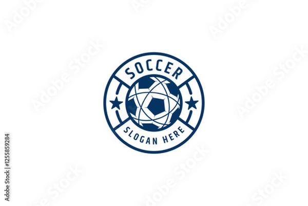 Fototapeta soccer logo with circle emblem shape in flat design style