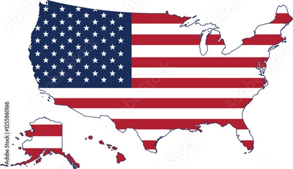 Obraz usa map with map of usa clipart, us map, united states map, map of us, map of united states, america map state vector illustration