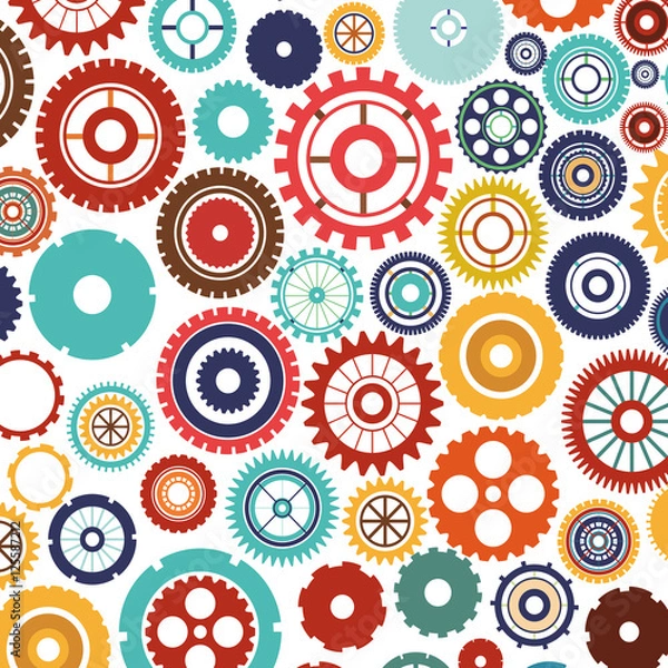 Obraz pattern with multiple colorful gears vector illustration