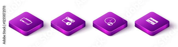 Fototapeta Set Isometric Digital alarm clock, Calendar and, Clock 24 hours and on laptop icon. Vector