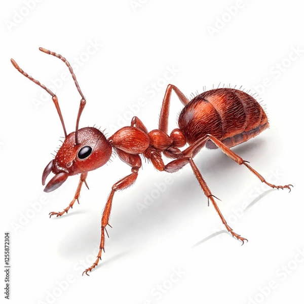 Obraz red fire ant on white background