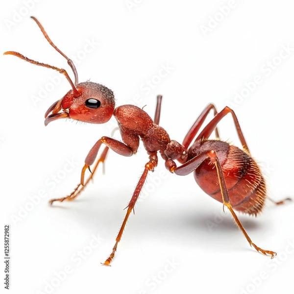Obraz red fire ant on white background