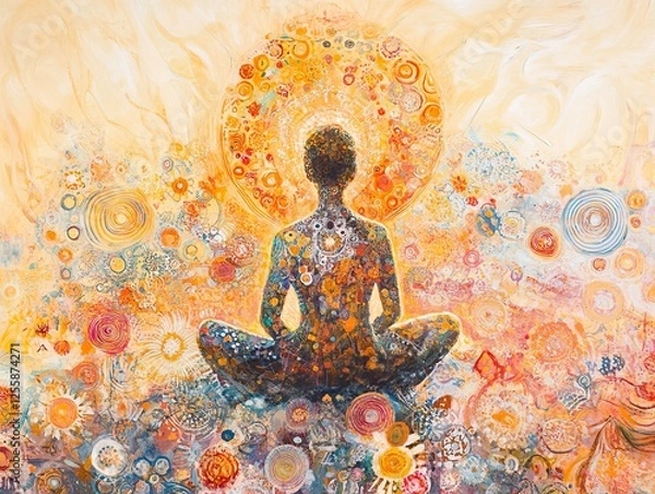 Obraz A figure seated in calm reflection, encapsulating the essence of living in the now. 