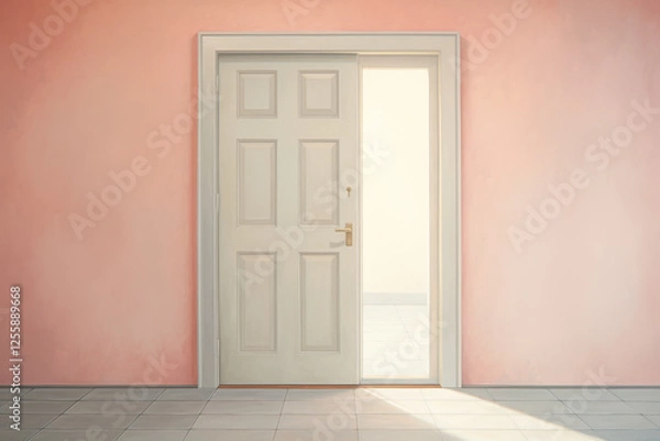 Fototapeta Elegant pastel doorway with soft lighting and open entrance