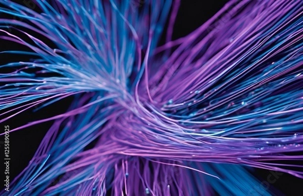 Fototapeta Fractal blue lines create an abstract background