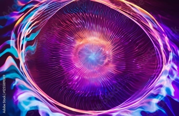 Obraz A bright blue fractal swirl of light and energy creates a vibrant abstract design