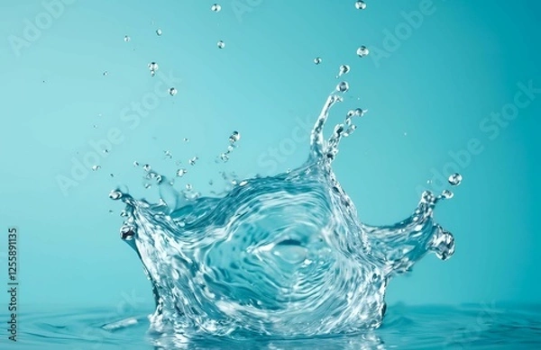 Obraz A clear blue water splash isolated on a white background