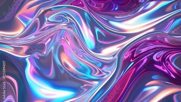 Obraz Iridescent Flow: Abstract Waves of Color and Light Interplay