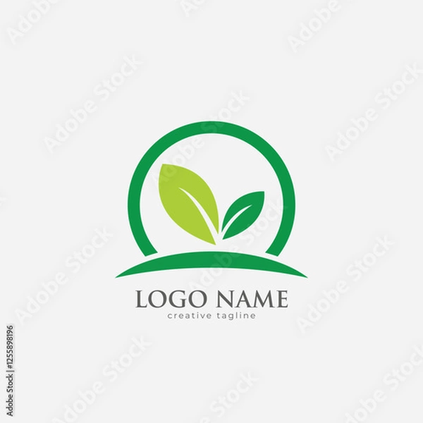 Fototapeta Green Leaf Logo, leaf, eco, nature logo fully editable vector template