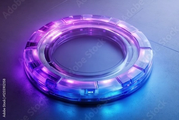 Obraz Abstract circular neon light design with vibrant purple and blue tones, showcasing a modern and futuristic concept, perfect for tech or nightlife themes