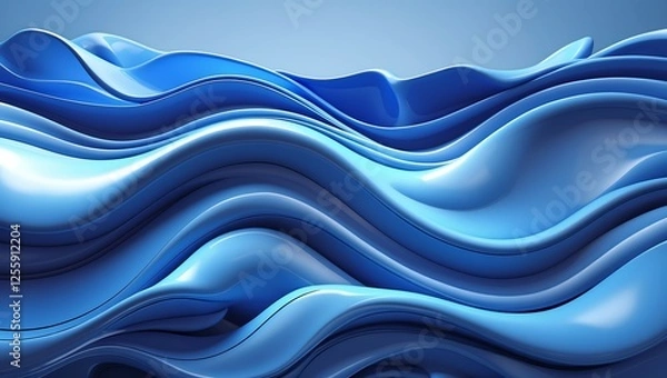 Fototapeta Dynamic Blue Waves Pattern for Backgrounds, A vibrant blue wave design, perfect for websites, presentations, and graphic projects.