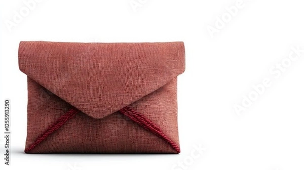 Fototapeta Elegant Textured Pink Clutch Bag with Unique Pattern and Decorative Details on White Background