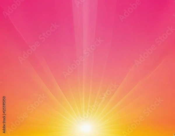 Fototapeta Vibrant sunset with warm colors radiating from a central point, creating a serene atmosphere.