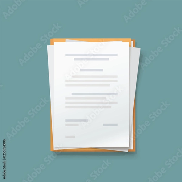 Fototapeta a paper documents in stack on folder