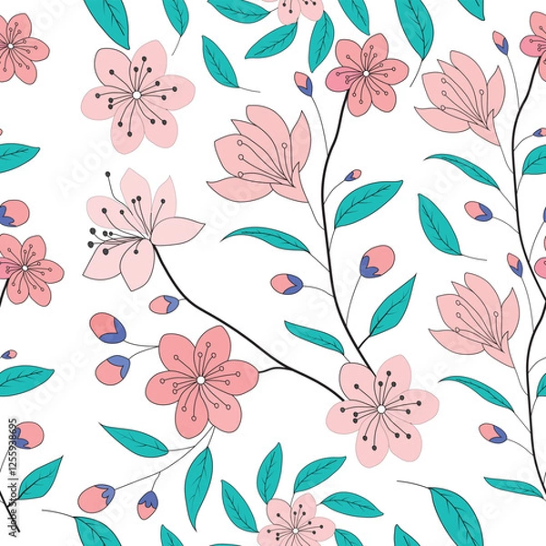 Fototapeta Curtains flower pattern design for business and printing