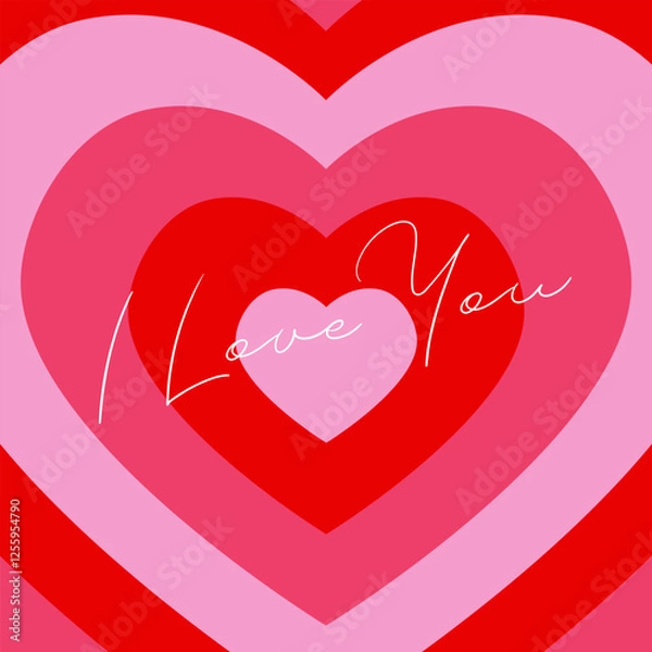 Fototapeta Romantic Heart Layers with 'I Love You' Message_Valentine's Day Illustration
