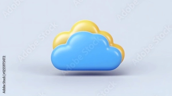 Fototapeta 3D Cloud Computing Icon with Connected Nodes on Isolated White Background