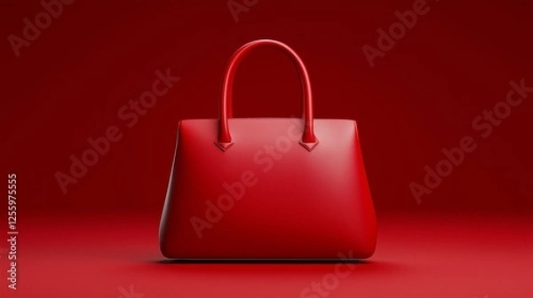 Fototapeta A striking red handbag against a deep red background, showcasing modern design and elegance.