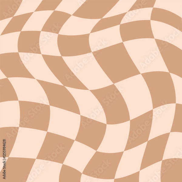 Obraz Checkered background. Psychedelic checkerboard pattern. Distorted graphic retro style. Vector illustration.