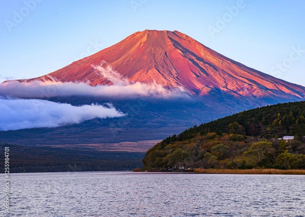 Fototapeta 山中湖から赤富士