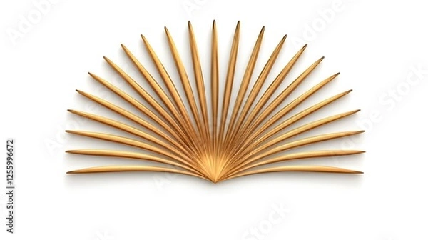 Fototapeta Radiant Golden Sunburst Design with Detailed Spreading Rays on White Background