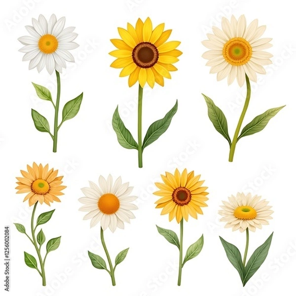 Fototapeta set of yellow flowers