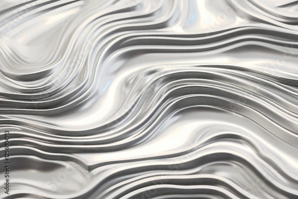 Fototapeta Abstract metallic wave pattern png overlay effect, transparent background