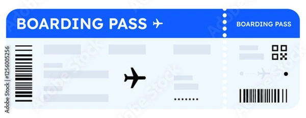 Obraz Boarding pass vector illustration. Two air plane tickets template. Airline flight pass concept. Blue departure document. Blue airplane tickets design. Blank boarding pass template isolated.
