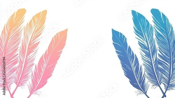 Fototapeta set of feathers