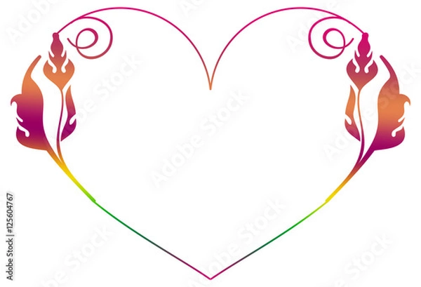 Fototapeta Beautiful raster gradient filled heart-shaped frame. 