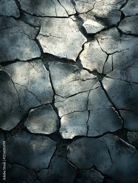 Fototapeta Cracked surface creating unique patterns under soft light