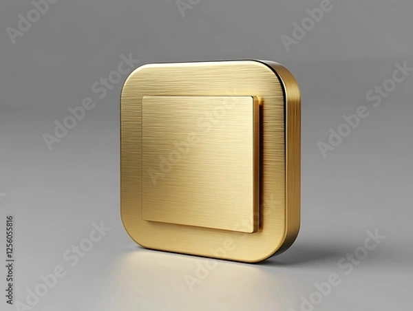 Fototapeta A modern 3D vector file icon in brushed gold, displayed on a neutral gray gradient background.