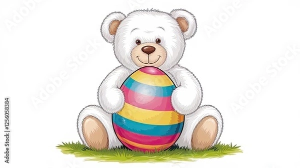 Obraz Teddy bear and easter egg