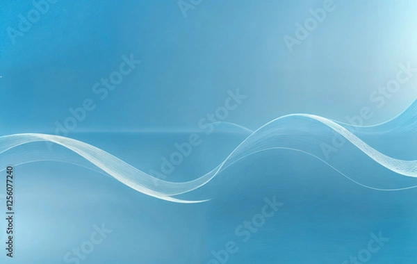 Fototapeta A sleek business banner with a white-to-blue gradient, featuring abstract wave patterns and ample space for text, perfect for branding.