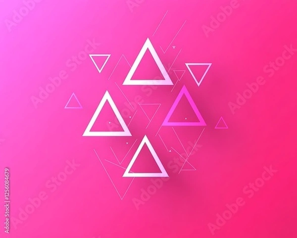 Fototapeta Minimalist vector cultural symbol with triangular elements, isolated on a vibrant fuchsia solid background