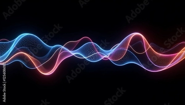 Fototapeta Abstract colorful wavy glowing lines. Generative Ai.