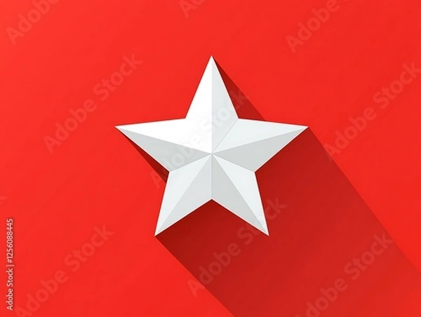 Fototapeta Simplified vector cultural icon featuring a star motif on a striking red solid background