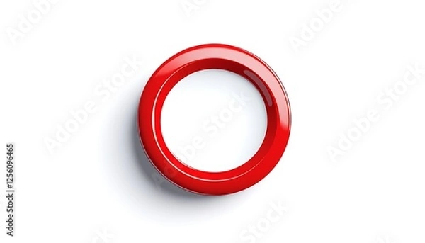 Fototapeta Vibrant red and white vector brand icon in a circular shape for a food brand on a pure white solid background