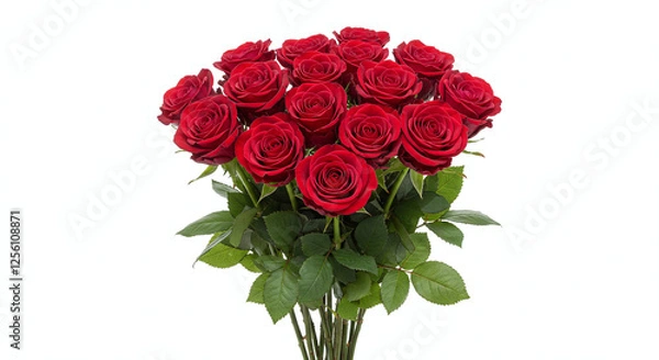 Fototapeta  A bouquet of red roses on white background