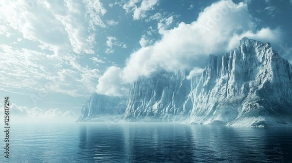 Fototapeta Serene Glacial Landscape with Majestic Ice Cliffs and Gentle Waves