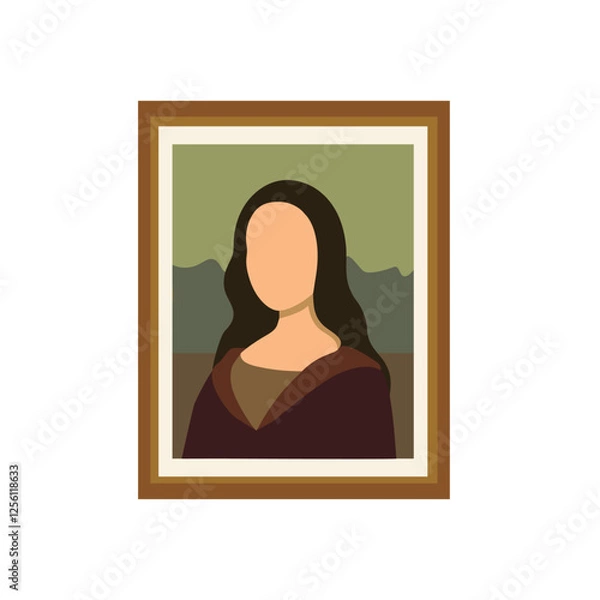 Fototapeta Mona Lisa portrait without face in flat style. Vector stock