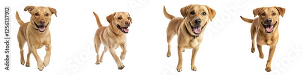 Fototapeta Golden Labrador Running Toward Camera – Isolated